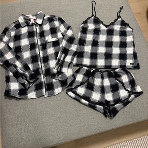 Victoria Secret Black and White Plaid Pajama Set
